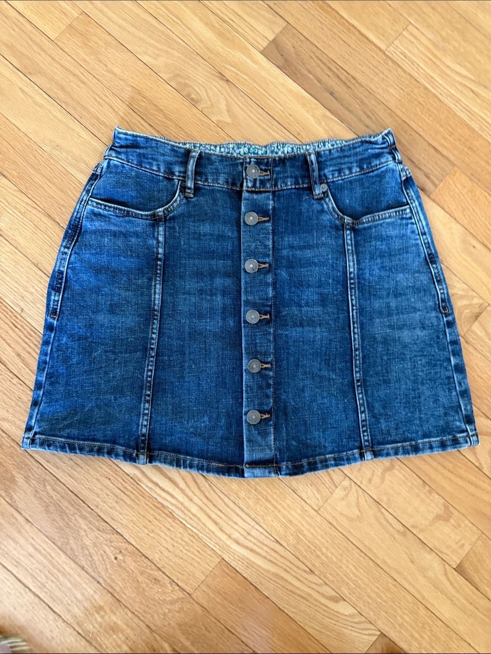 aerie American Eagle Button-Front Denim Mini Skirt NWT